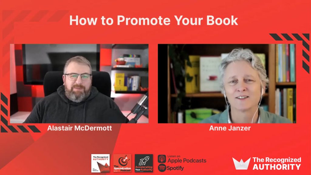 A screenshot from a video interview with Anne Janzer where we discussed promoting a book
