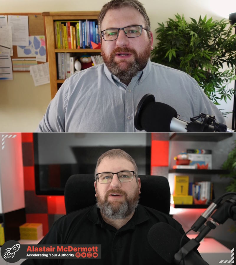 Before and after shots of office from my videos calls