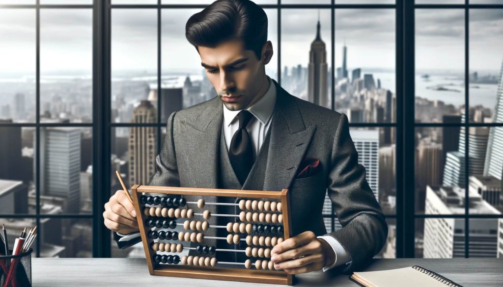 Man using abacus